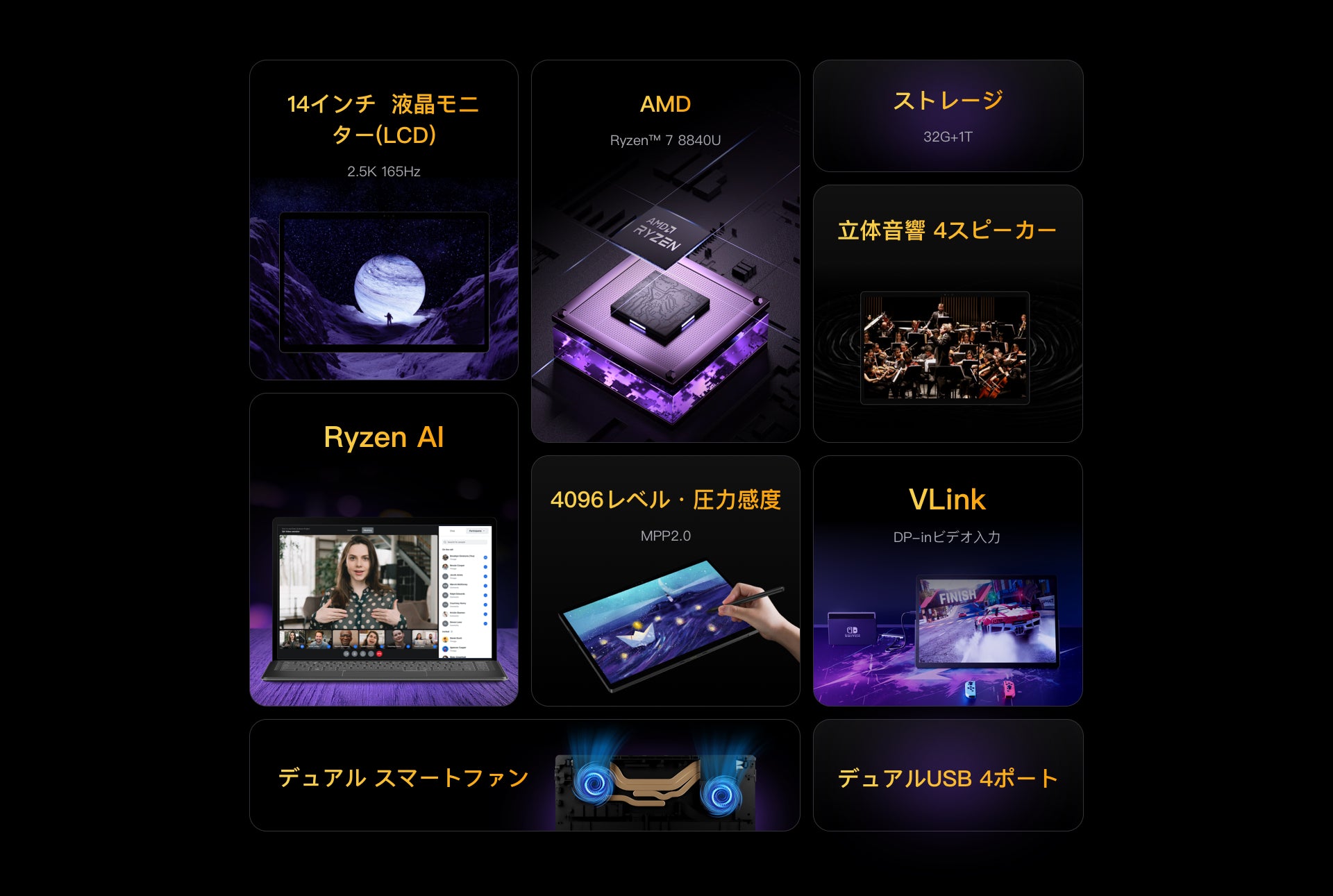 Minisforum V3 3-in-1 高性能AMD AIタブレットPC